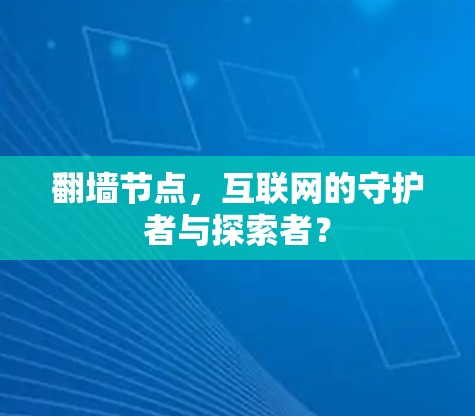 翻墙节点，互联网的守护者与探索者？
