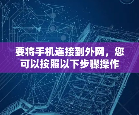 要将手机连接到外网，您可以按照以下步骤操作